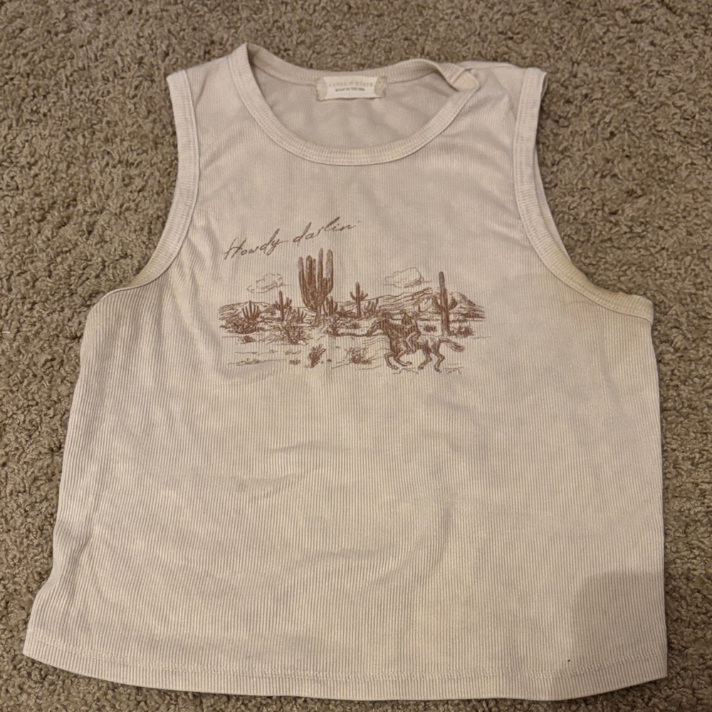 Altar'd State Cream Tank with Brown Desert Scene